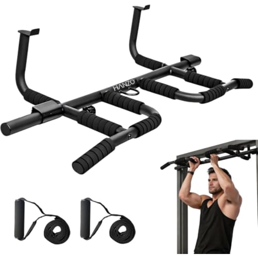 مجموعة قضبان سحب للباب مع أحزم - مراجعة Pull Up Bar وسعره